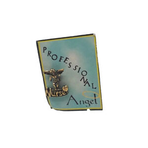 AUTOM Professional Angel Nurse Lapel Brooch Pin Gold Tone Vintage